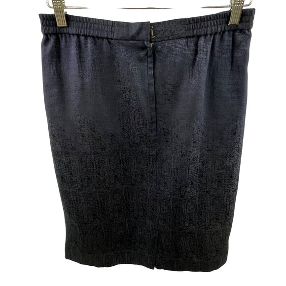 Vintage Silk Jacquard Pencil Skirt Size 24 Inches Length Navy Back Zipper Lined - Picture 3 of 5
